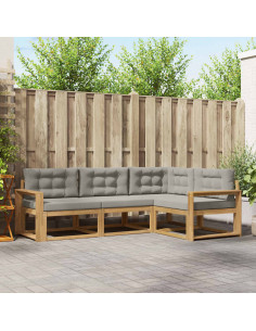 Set di divani da esterno 3 pcs Bianco e Grigio Chiaro