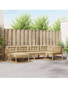 Set di divani da esterno 5 pcs Bianco e Beige Poliestere