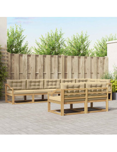 Set di divani da esterno 6 pcs Bianco e Beige Poliestere