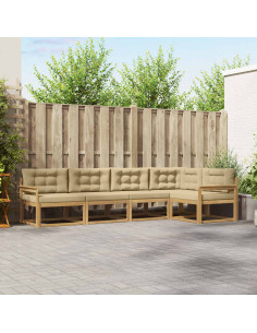 Set di divani da esterno 4 pcs Bianco e Beige Poliestere
