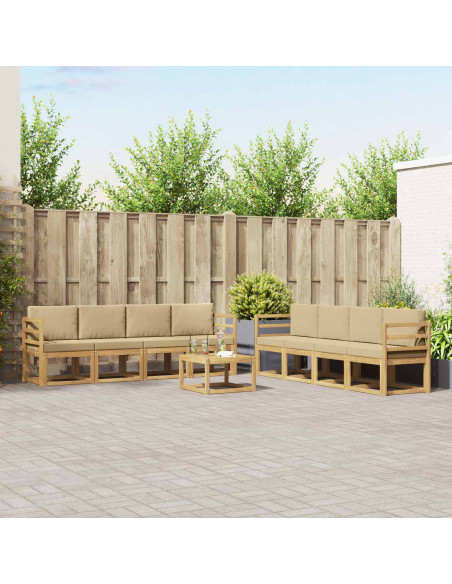 Set di divani da esterno con cuscino 9 pcs Bianco e Beige