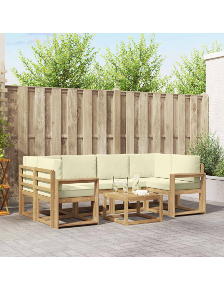 Set di divani da esterno con cuscino 7 pcs Bianco e Crema