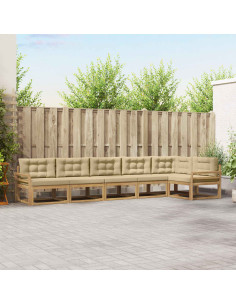 Set di divani da esterno 4 pcs Bianco e Beige Poliestere
