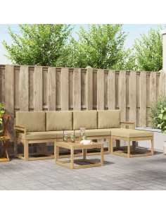 Set di divani da esterno con cuscino 6 pcs Bianco e Beige