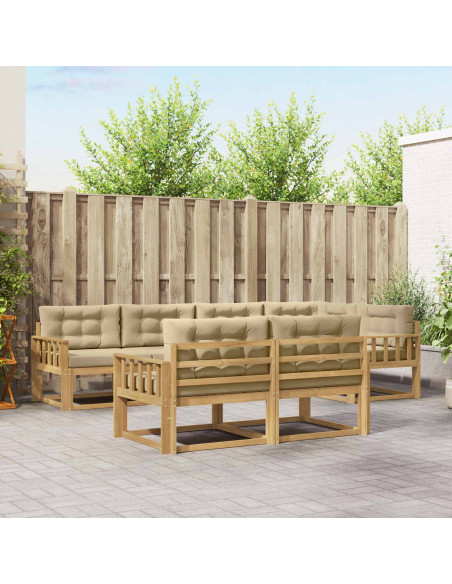 Set di divani da esterno 6 pcs Bianco e Beige Poliestere