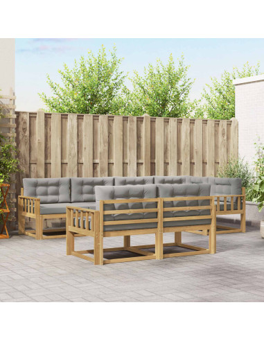 Set di divani da esterno 6 pcs Bianco e Grigio Chiaro