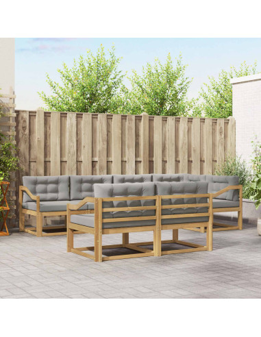 Set di divani da esterno 6 pcs Bianco e Grigio Chiaro