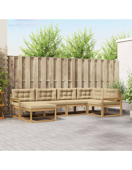 Set di divani da esterno 5 pcs Bianco e Beige Poliestere