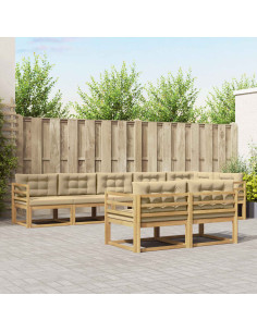 Set di divani da esterno 6 pcs Bianco e Beige Poliestere