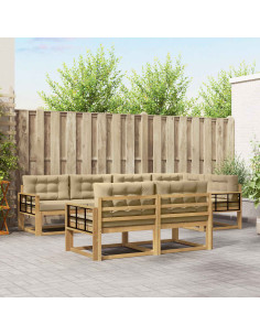 Set di divani da esterno 6 pcs Bianco e Beige Poliestere