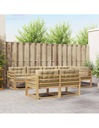 Set di divani da esterno 6 pcs Bianco e Beige Poliestere