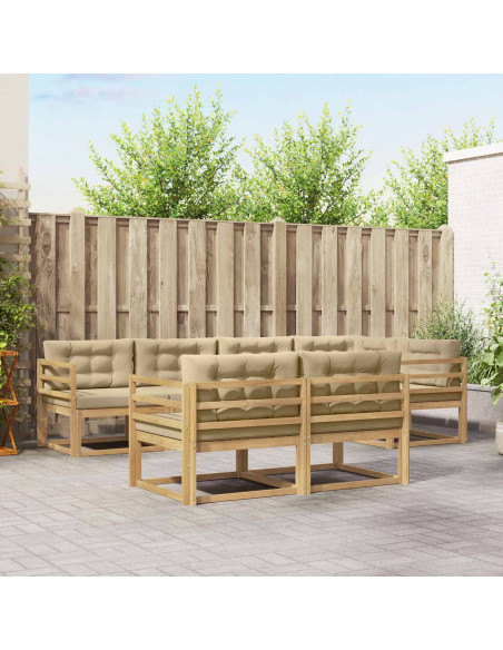 Set di divani da esterno 6 pcs Bianco e Beige Poliestere