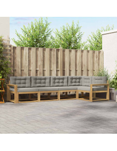 Set di divani da esterno 4 pcs Bianco e Grigio Chiaro