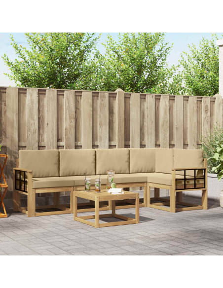 Set di divani da esterno con cuscino 6 pcs Bianco e Beige