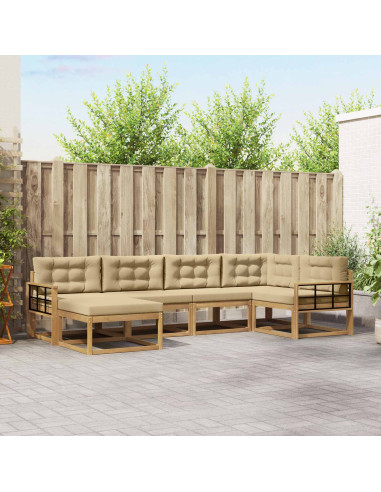 Set di divani da esterno 5 pcs Bianco e Beige Poliestere