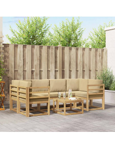 Set di divani da esterno con cuscino 7 pcs Bianco e Beige