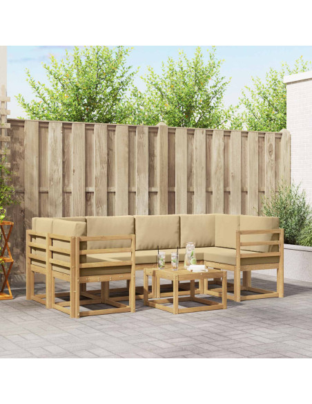 Set di divani da esterno con cuscino 7 pcs Bianco e Beige