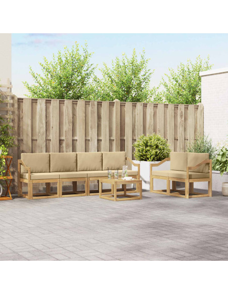 Set di divani da esterno con cuscino 7 pcs Bianco e Beige