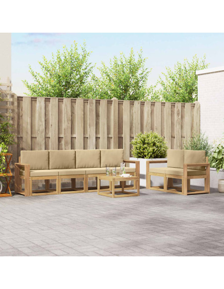 Set di divani da esterno con cuscino 7 pcs Bianco e Beige
