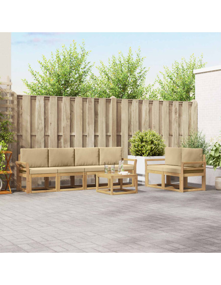 Set di divani da esterno con cuscino 7 pcs Bianco e Beige