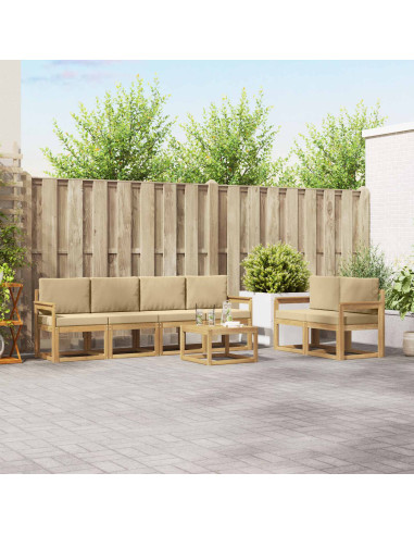 Set di divani da esterno con cuscino 7 pcs Bianco e Beige