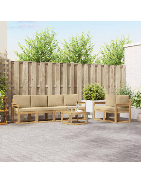 Set di divani da esterno con cuscino 7 pcs Bianco e Beige