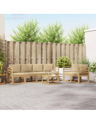 Set di divani da esterno con cuscino 7 pcs Bianco e Beige