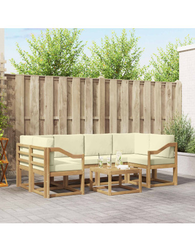 Set di divani da esterno con cuscino 7 pcs Bianco e Crema