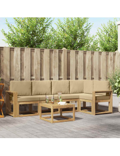 Set di divani da esterno con cuscino 6 pcs Bianco e Beige