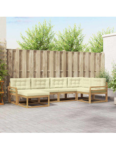 Set di divani da esterno 5 pcs Bianco e Crema Poliestere