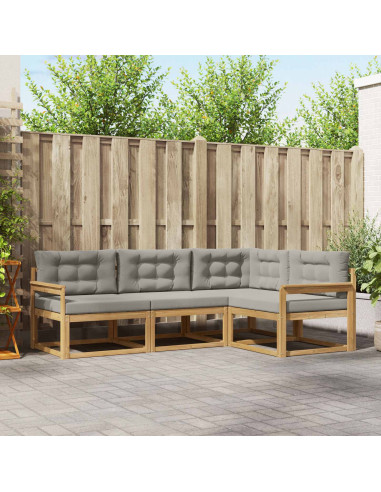 Set di divani da esterno 3 pcs Bianco e Grigio Chiaro