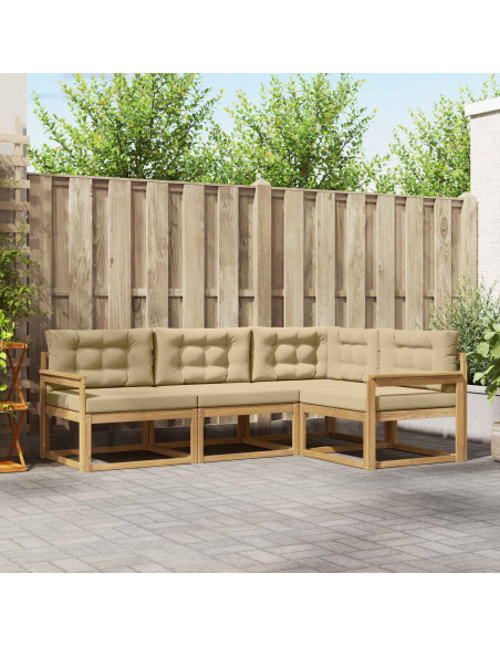 Set di divani da esterno 3 pcs Bianco e Beige Poliestere