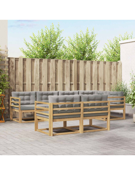Set di divani da esterno 6 pcs Bianco e Grigio Chiaro