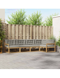 Set di divani da esterno 4 pcs Bianco e Grigio Chiaro