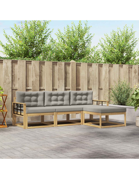 Set di divani da esterno 4 pcs Bianco e Grigio Chiaro