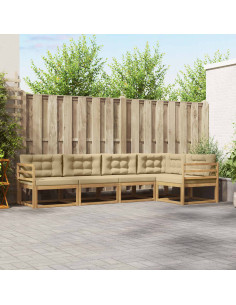Set di divani da esterno 4 pcs Bianco e Beige Poliestere