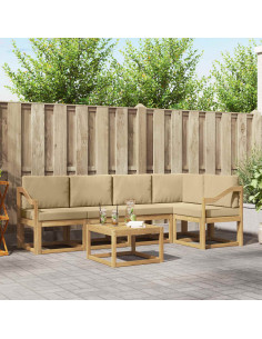 Set di divani da esterno con cuscino 6 pcs Bianco e Beige