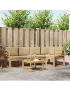 Set di divani da esterno con cuscino 6 pcs Bianco e Beige