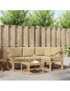Set di divani da esterno con cuscino 5 pcs Bianco e Beige