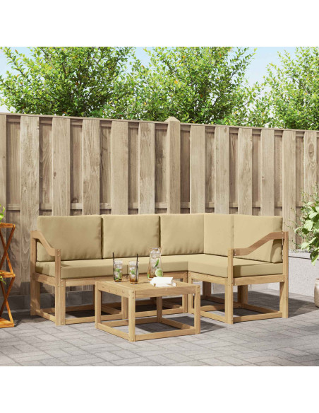 Set di divani da esterno con cuscino 5 pcs Bianco e Beige