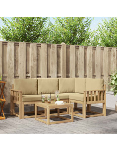 Set di divani da esterno con cuscino 5 pcs Bianco e Beige