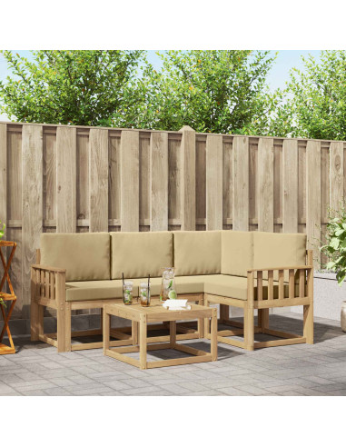 Set di divani da esterno con cuscino 5 pcs Bianco e Beige