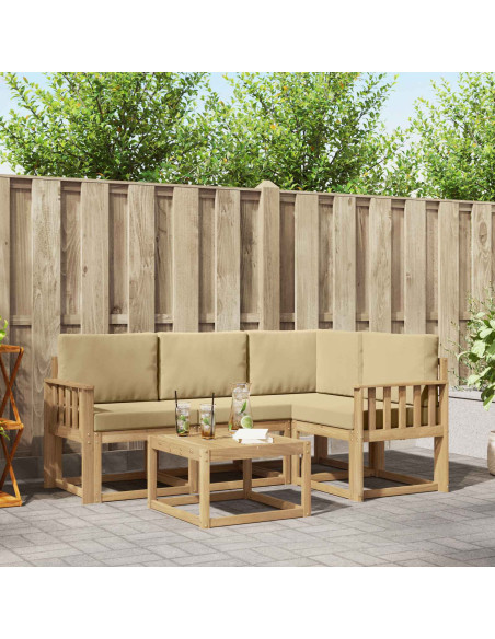Set di divani da esterno con cuscino 5 pcs Bianco e Beige