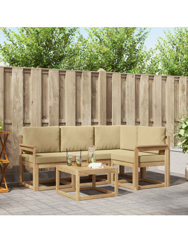 Set di divani da esterno con cuscino 5 pcs Bianco e Beige