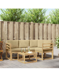 Set di divani da esterno con cuscino 5 pcs Bianco e Beige
