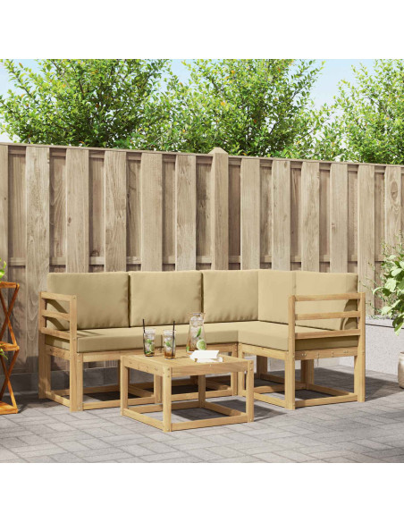 Set di divani da esterno con cuscino 5 pcs Bianco e Beige