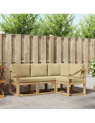 Set di divani da esterno con cuscino 4 pcs Bianco e Beige