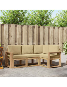 Set di divani da esterno 4 pcs Bianco e Beige