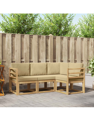Set di divani da esterno con cuscino 4 pcs Bianco e Beige