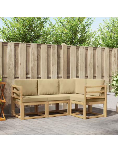 Set di divani da esterno con cuscino 4 pcs Bianco e Beige